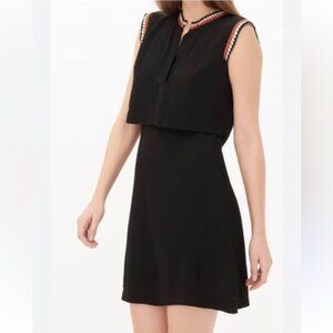 SANDRO Crochet Knitted Trim Overlay Mini Dress